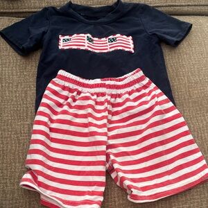 Patriotic Kids Set with Navy Top and Red Striped Shorts Boutique